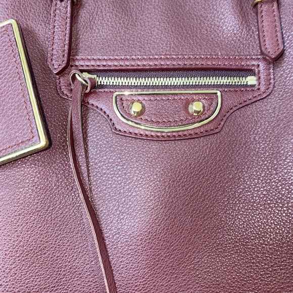 BALENCIAGA Large Metallic Edge City tote Burgundy - Picture 4 of 14